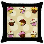 Colorful cupcakes pattern Throw Pillow Case (Black)