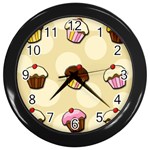 Colorful cupcakes pattern Wall Clocks (Black)