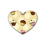 Colorful cupcakes pattern Rubber Coaster (Heart) 
