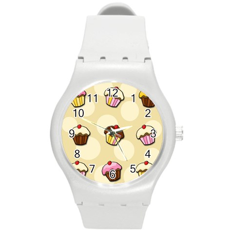 Colorful cupcakes pattern Round Plastic Sport Watch (M) from ZippyPress Front