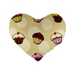 Colorful cupcakes pattern Standard 16  Premium Heart Shape Cushions