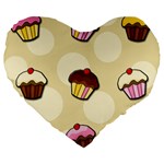 Colorful cupcakes pattern Large 19  Premium Heart Shape Cushions