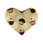 Colorful cupcakes pattern Standard 16  Premium Flano Heart Shape Cushions