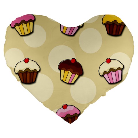 Colorful cupcakes pattern Large 19  Premium Flano Heart Shape Cushions from ZippyPress Front