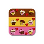 Love cupcakes Rubber Square Coaster (4 pack) 