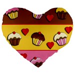 Love cupcakes Large 19  Premium Flano Heart Shape Cushions