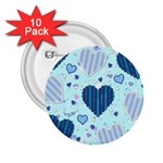 Light and Dark Blue Hearts 2.25  Buttons (10 pack) 