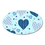 Light and Dark Blue Hearts Oval Magnet