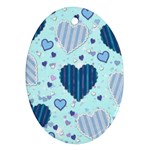 Light and Dark Blue Hearts Oval Ornament (Two Sides)