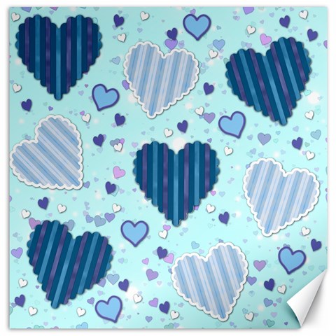 Light and Dark Blue Hearts Canvas 20  x 20   from ZippyPress 19 x19.27  Canvas - 1