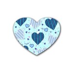 Light and Dark Blue Hearts Rubber Coaster (Heart) 
