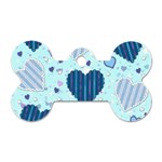 Light and Dark Blue Hearts Dog Tag Bone (Two Sides)