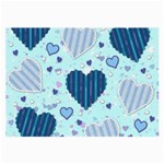 Light and Dark Blue Hearts Large Glasses Cloth