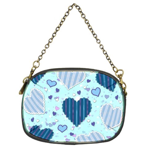 Light and Dark Blue Hearts Chain Purses (One Side)  from ZippyPress Front