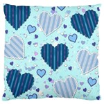 Light and Dark Blue Hearts Large Cushion Case (One Side)