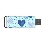 Light and Dark Blue Hearts Portable USB Flash (Two Sides)