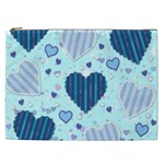 Light and Dark Blue Hearts Cosmetic Bag (XXL) 