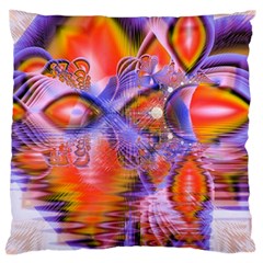 Crystal Star Dance, Abstract Purple Orange Large Flano Cushion Case (Two Sides) from ZippyPress Front