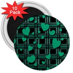 Green love 3  Magnets (10 pack) 