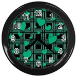 Green love Wall Clocks (Black)