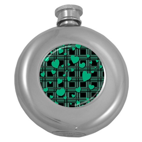 Green love Round Hip Flask (5 oz) from ZippyPress Front