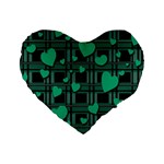 Green love Standard 16  Premium Heart Shape Cushions