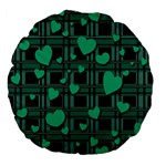 Green love Large 18  Premium Flano Round Cushions