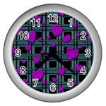 Purple love Wall Clocks (Silver) 