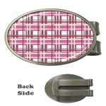 Pink plaid pattern Money Clips (Oval) 