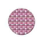 Pink plaid pattern Rubber Coaster (Round) 