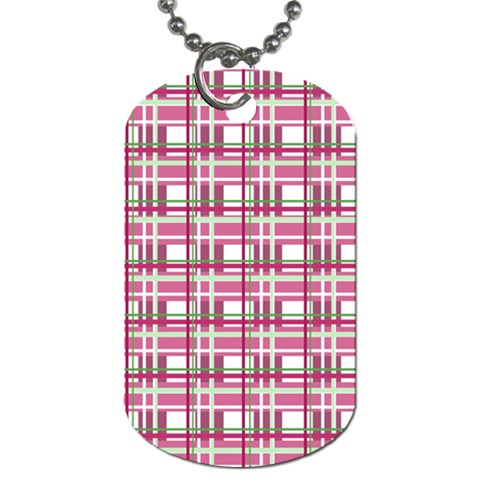 Pink plaid pattern Dog Tag (Two Sides) from ZippyPress Front