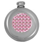 Pink plaid pattern Round Hip Flask (5 oz)