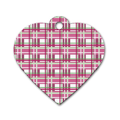 Pink plaid pattern Dog Tag Heart (One Side) from ZippyPress Front