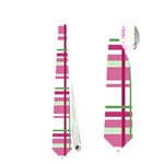 Pink plaid pattern Neckties (One Side) 