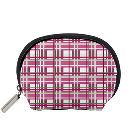 Pink plaid pattern Accessory Pouches (Small)  from ZippyPress Front