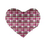 Pink plaid pattern Standard 16  Premium Flano Heart Shape Cushions