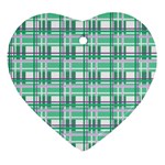 Green plaid pattern Ornament (Heart) 