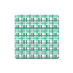 Green plaid pattern Square Magnet