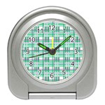 Green plaid pattern Travel Alarm Clocks