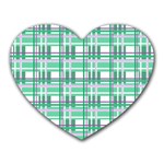 Green plaid pattern Heart Mousepads