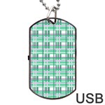 Green plaid pattern Dog Tag USB Flash (One Side)