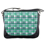 Green plaid pattern Messenger Bags