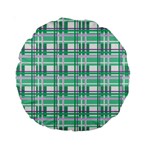 Green plaid pattern Standard 15  Premium Round Cushions