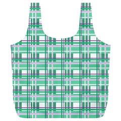 Green plaid pattern Full Print Recycle Bags (L)  from ZippyPress Front