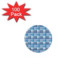 Blue plaid pattern 1  Mini Buttons (100 pack) 