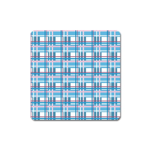 Blue plaid pattern Square Magnet from ZippyPress Front