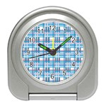 Blue plaid pattern Travel Alarm Clocks