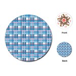 Blue plaid pattern Playing Cards (Round) 