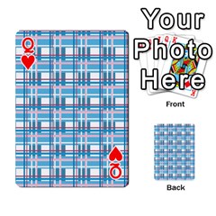 Queen Blue plaid pattern Playing Cards 54 Designs  from ZippyPress Front - HeartQ