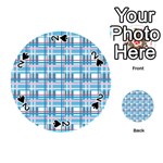 Blue plaid pattern Playing Cards 54 (Round) 
